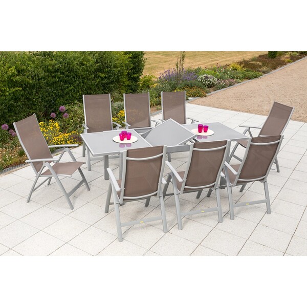 Bild 1 von Merxx Gartenmöbel-Set Carrara 9-tlg. Taupe inkl. Tisch 160/220 cm x 90 cm