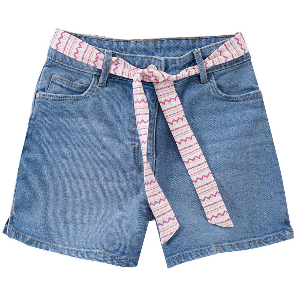 Bild 1 von Mädchen Jeansshorts mit Stoffgürtel BLAU