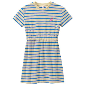 Mädchen Frottee-Kleid mit Streifen BLAU / CREME