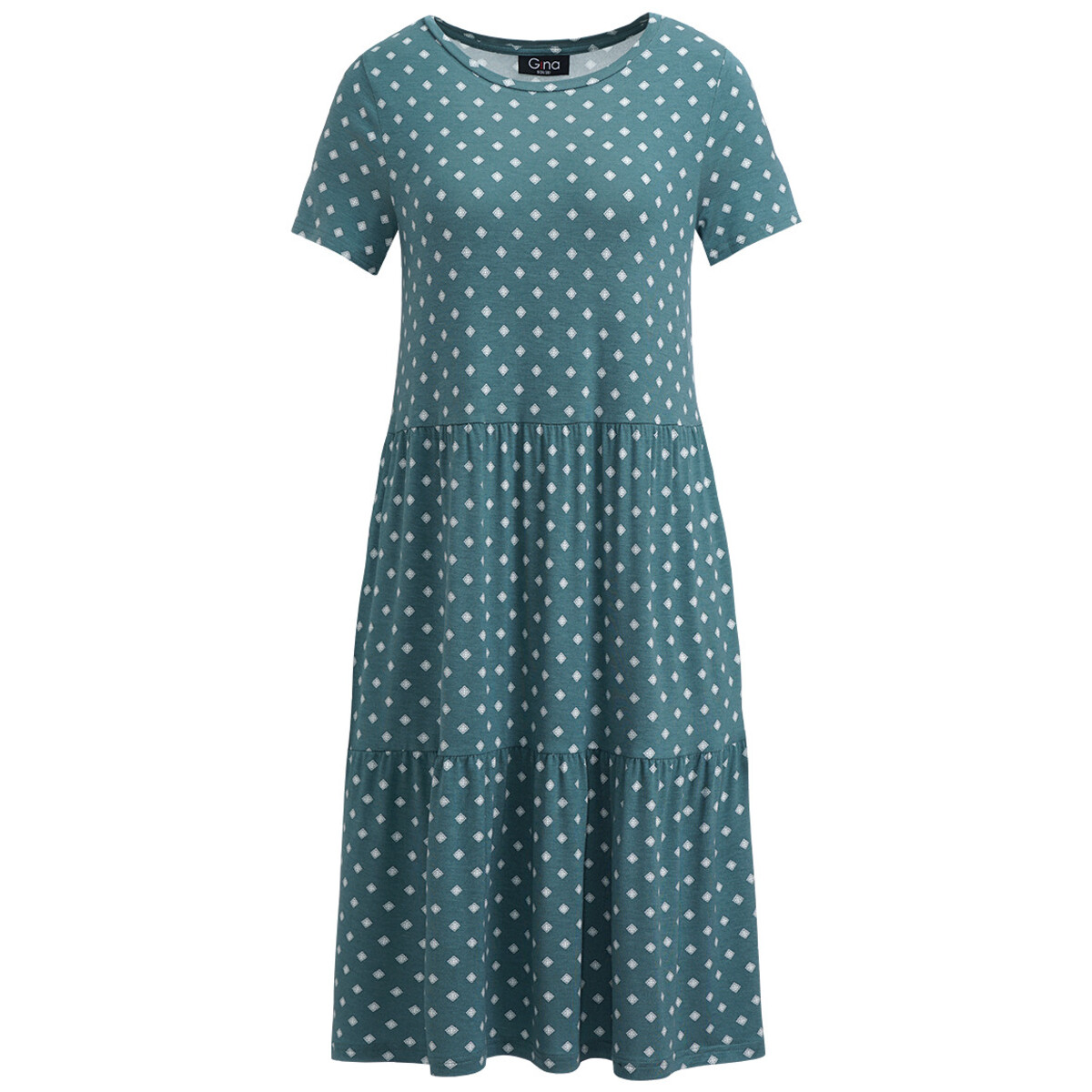 Bild 1 von Damen Kleid mit Allover-Print DUNKELTÜRKIS / WEISS