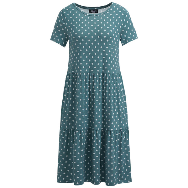 Bild 1 von Damen Kleid mit Allover-Print DUNKELTÜRKIS / WEISS