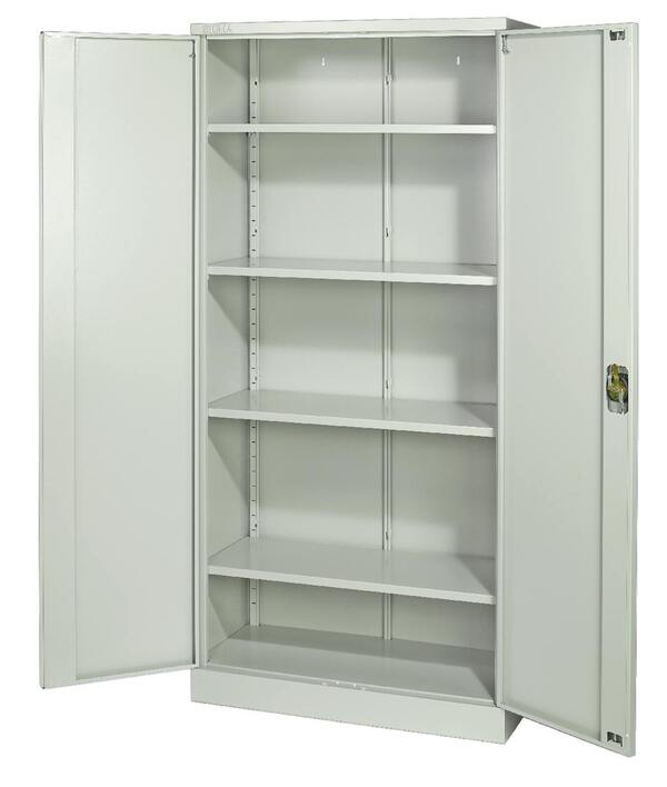 Bild 1 von SIGMA Aktenschrank, Metall, 92 x 42 x 195 cm, 4 Fachböden, verstellbare Griffe, grau