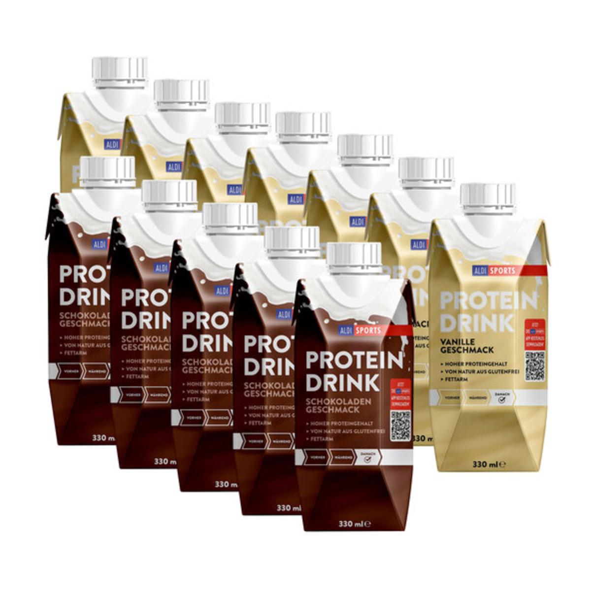 Bild 1 von Milchprotein Drink Choco + Vanille, 12er Set (12 x 0,33 l = 3,96 l)