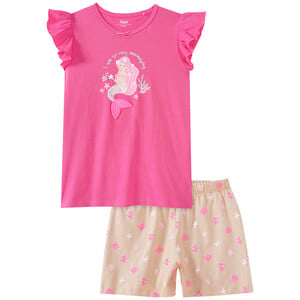 Mädchen Shorty mit Meerjungfrauen-Print PINK / HELLBRAUN