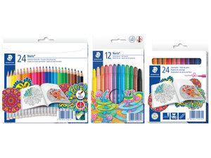 STAEDTLER Buntstifte 24er / Fasermaler 24er / Wachsstifte 12er