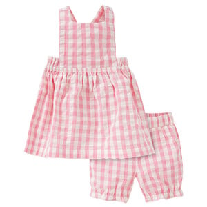 Newborn Latzkleid und Shorts im Set ROSA / WEISS