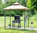 Bild 1 von Grillpavillion, Gartenzelt Grill Pavillon Balkonpavillon Flammhemmendes Doppeldach 240 x 150 x 265 c