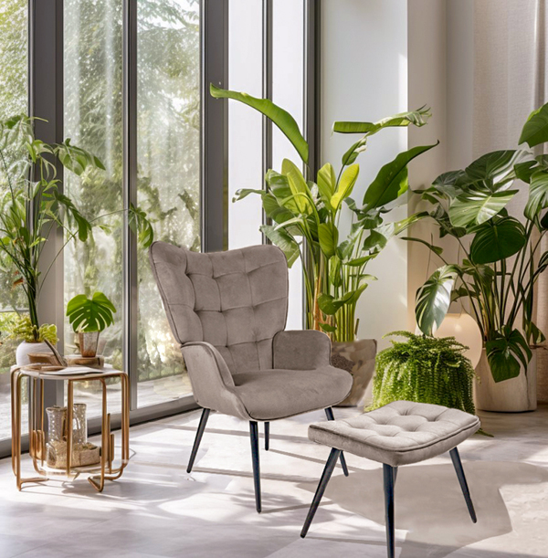 Bild 2 von Hochlehnsessel Ella mit Hocker, braun