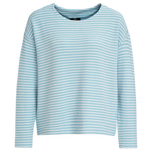 Damen Sweatshirt mit Wabenstruktur HELLBLAU / WEISS