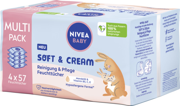 Bild 1 von NIVEA BABY Soft & Cream Reinigung & Plege Feuchttücher Multipack