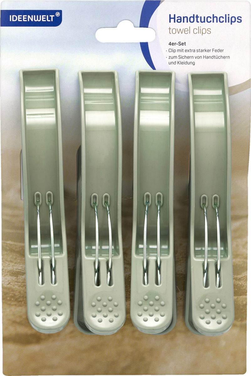 Bild 1 von IDEENWELT Handtuchclips, 4er-Set, grün