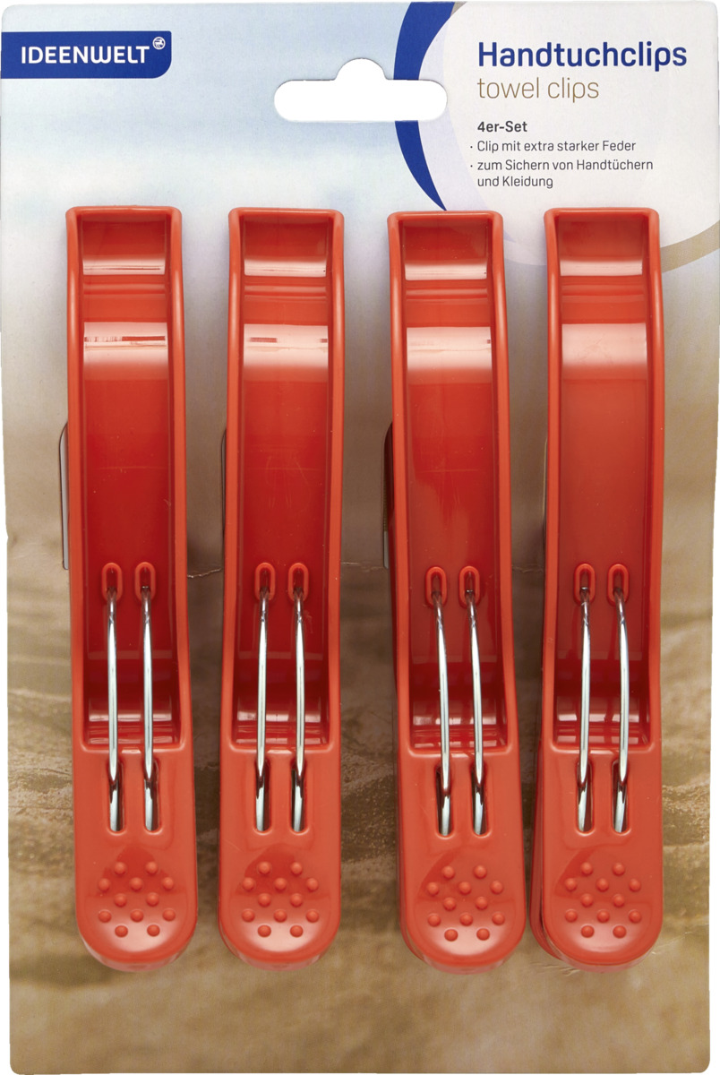 Bild 1 von IDEENWELT Handtuchclips, 4er-Set, orange