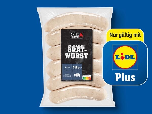 Bild 1 von Grillmeister Delikatess Rostbratwurst, 
         540 g