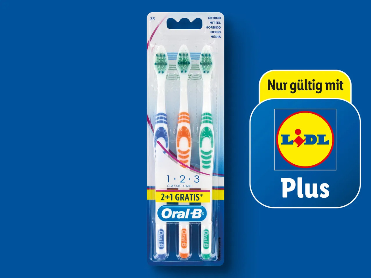 Bild 1 von Oral-B 1,2,3 Classic Care Zahnbürsten, 
         3 Stück