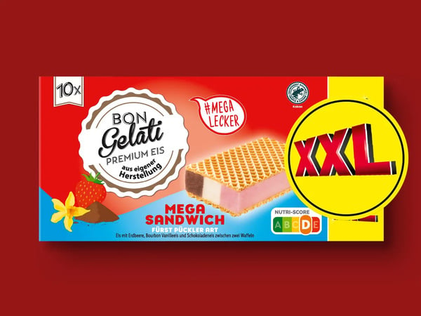 Bild 1 von Gelatelli Waffel-Sandwich-Eis XXL, 
         10x 90 ml