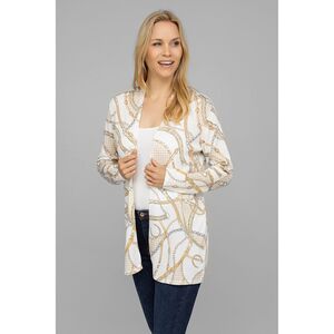 ANNI FOR FRIENDS Longcardigan offene Front Allover-Druck figurumspielend