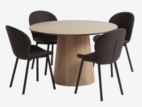 Bild 1 von KLIPLEV Ø120 Tisch Eiche + 4 GEVNINGE Stühle beige/schwarz