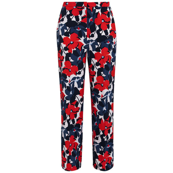 Bild 1 von Damen Straight-Hose mit Blumen-Allover ROT / BLAU / WEISS