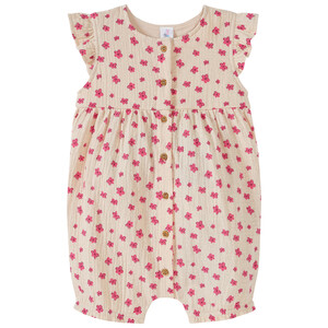 Baby Musselin-Overall mit Blümchen BEIGE