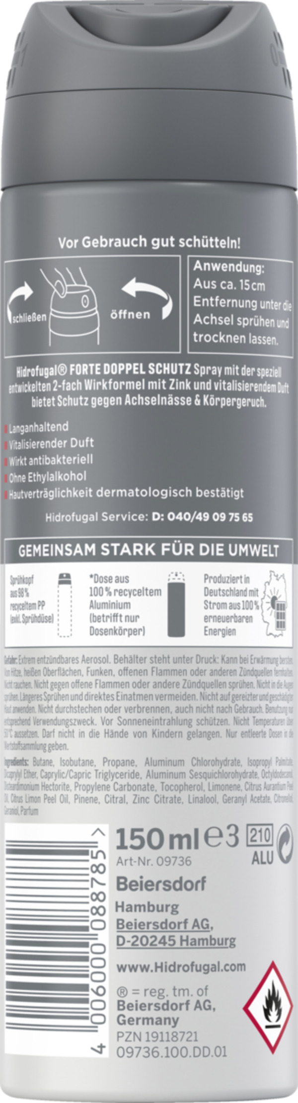 Bild 2 von Hidrofugal Forte Doppelschutz Men Anti-Transpirant Spray, 150 ml