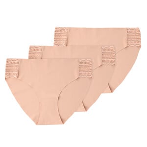 3 Damen Slips mit Spitze BEIGE