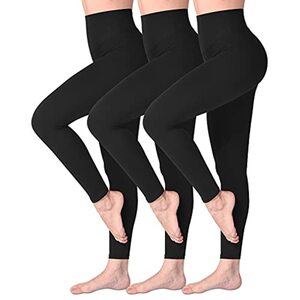 SINOPHANT Sport Leggings Damen Mit Hohem Bund Elastische Blickdichte Leggins Mit Bauchkontrolle Große Größen Stretchhose für Workout Gymnastik Yogahose,3er Pack Schwarz,4XL-6XL (Tag: Plus Size)