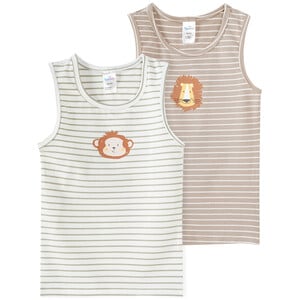 2 Baby Unterhemden im Set WEISS / BEIGE