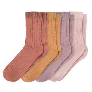 4 Paar Mädchen Socken mit Rippstruktur HELLLILA / PUDERROSA / TERRACOTTA