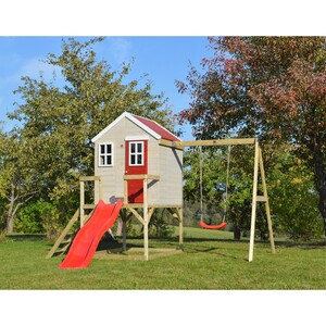 Wendi Toys Kinderspielhaus Elefant Spielturm inkl. Veranda & Rutsche 242 cm x 35