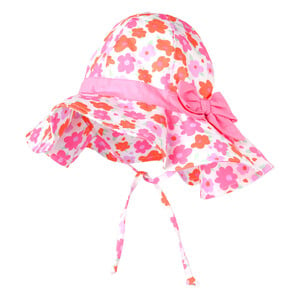 Baby Hut mit Blumen-Allover WEISS / PINK / ORANGE