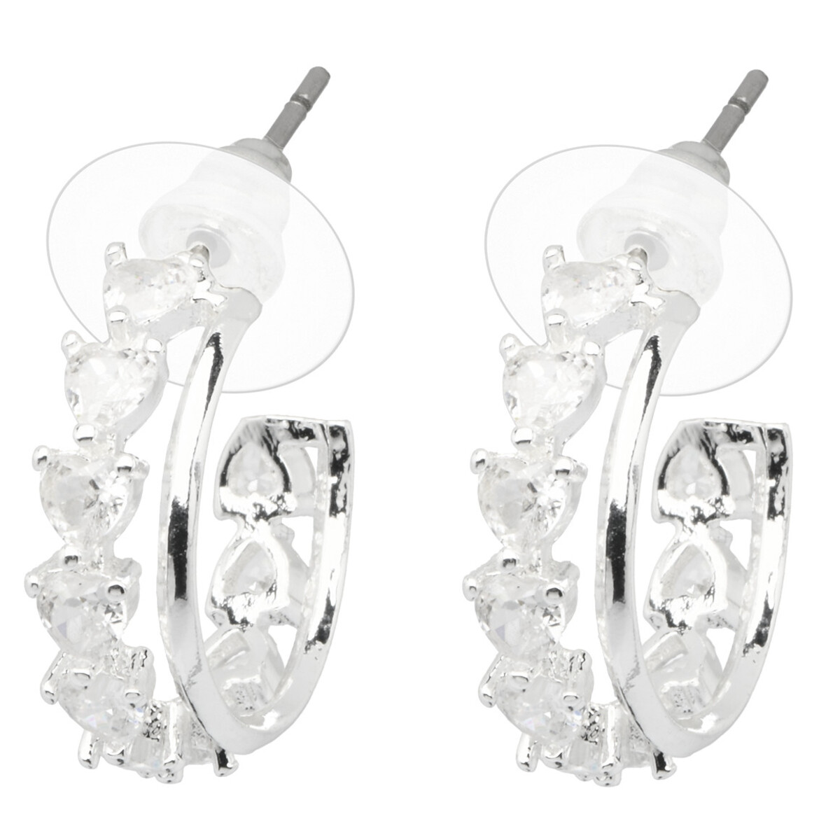 Bild 1 von Damen Halbcreolen doppelreihig SILBER