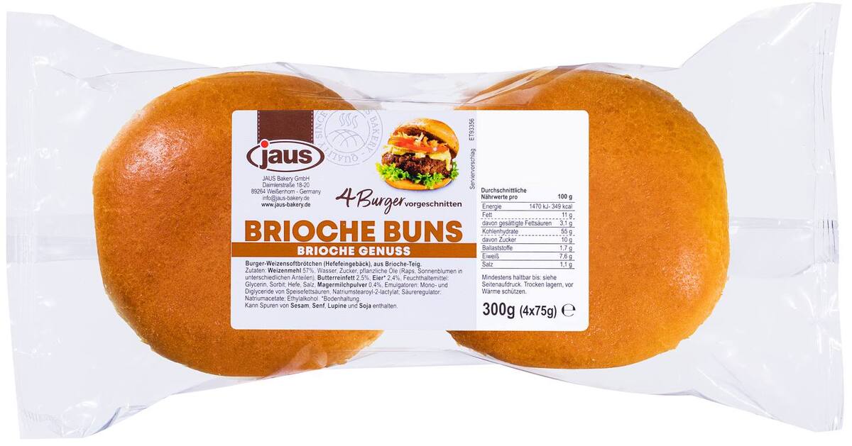 Bild 1 von JAUS Burger-Buns, 4 St. = 300 - 360-g-Packg.