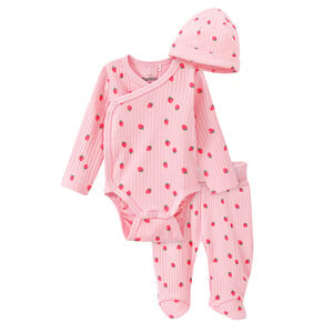 Newborn Wickelbody, Leggings und Mütze im Set ROSA