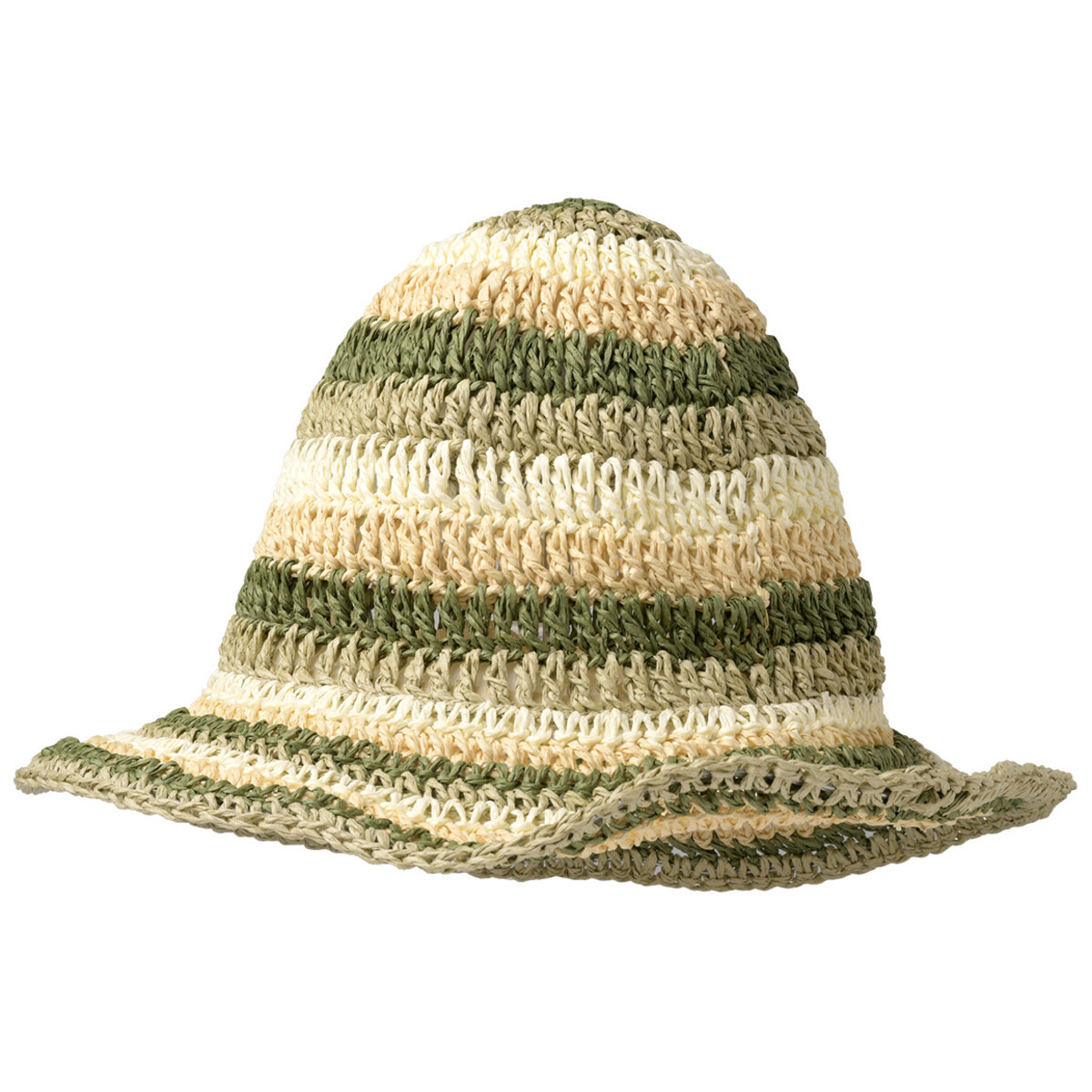 Bild 1 von Damen Strohhut mit Streifen OLIV / BEIGE / WEISS