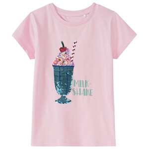 Mädchen T-Shirt mit Wendepailletten ROSA