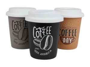 Keramik-Kaffeebecher 2go mit Silikondeckel