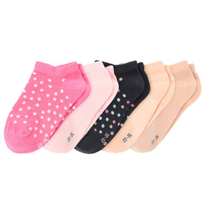 5 Paar Mädchen Sneaker-Socken im Set DUNKELGRAU / ROSA / ORANGE