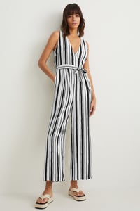 C&A Jumpsuit-gestreift, Schwarz, Größe: 44