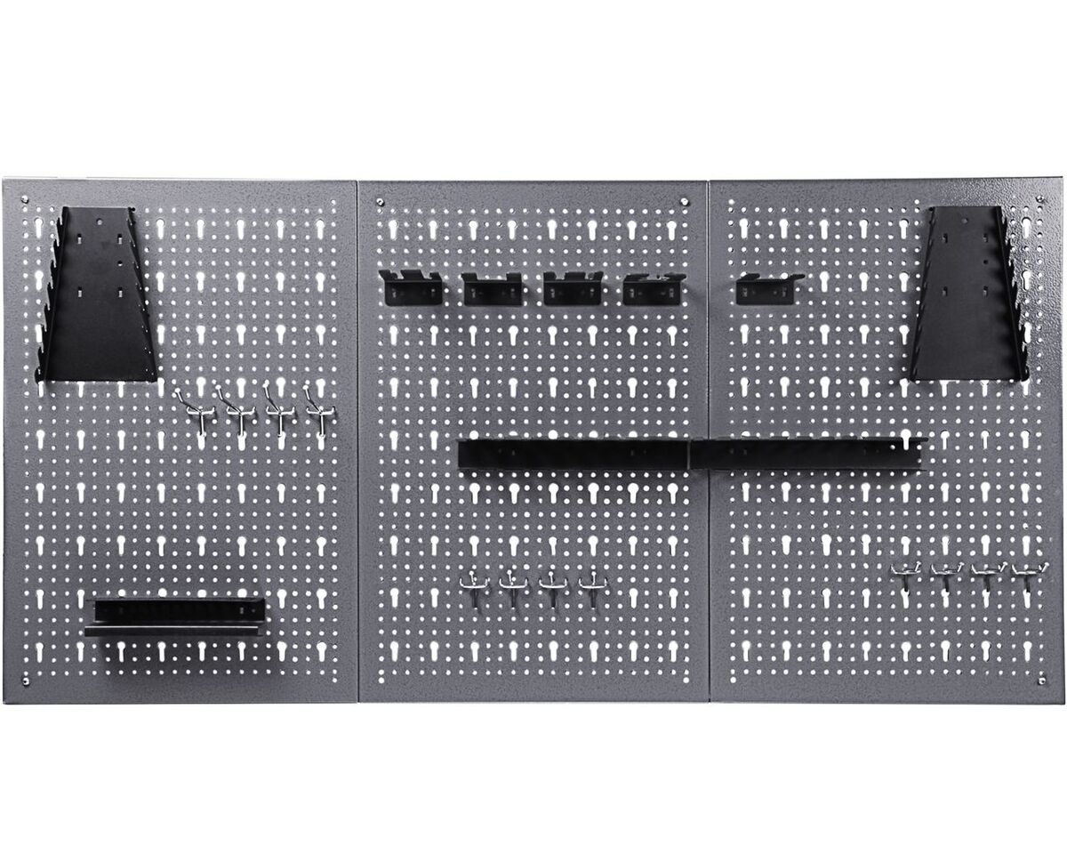 Bild 1 von Kraft Werkzeuge Lochwand mit Metall Haken grau NEU