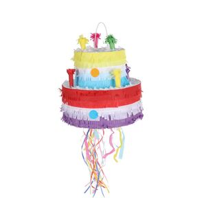 Pinata Torte Diese bunte Torten-Pinata aus Pappe und Krepppapier ist ein besonderes Highlight auf Geburtstagen oder Familienfeiern.