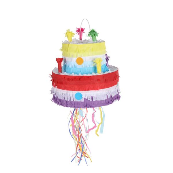 Bild 1 von Pinata Torte Diese bunte Torten-Pinata aus Pappe und Krepppapier ist ein besonderes Highlight auf Geburtstagen oder Familienfeiern.