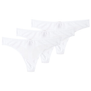 3 Damen Strings im Basic-Look WEISS
