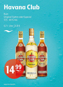 Havana Club Rum
Original 3 Jahre oder Especial
37,5 - 40 % Vol.