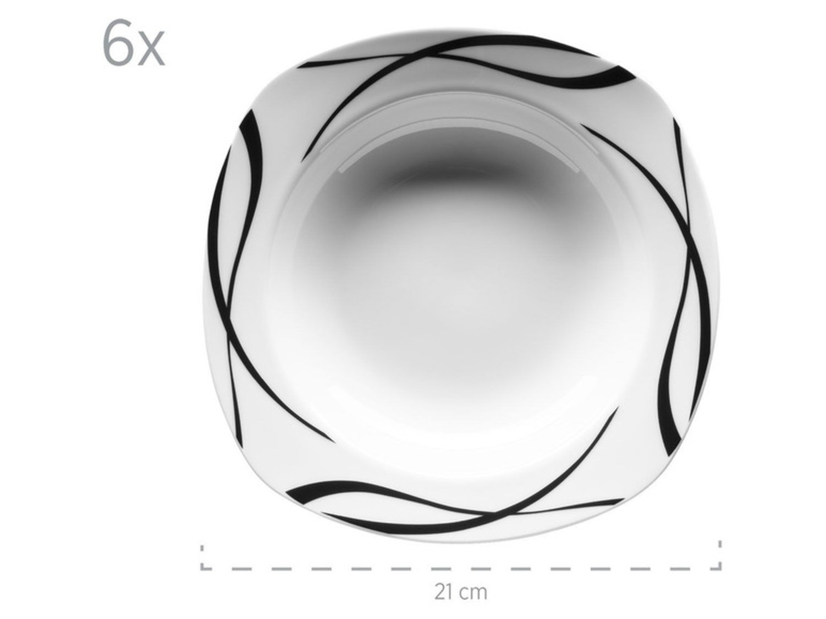 Bild 3 von MÄSER Serie Oslo, 12-teiliges Teller-Set, klassisch, zeitlos, elegant, Porzellan, schwarz-weiß