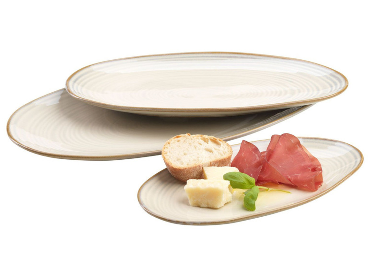 Bild 2 von MÄSER Serie Nottingham, Set aus 3 Servierplatten, Servierteller in 3 Größen im Vintage-Look, Beige, Steinzeug
