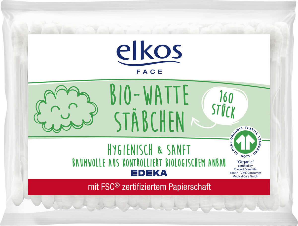 Bild 1 von Elkos Bio-Wattestäbchen Nachfüllpack 160ST