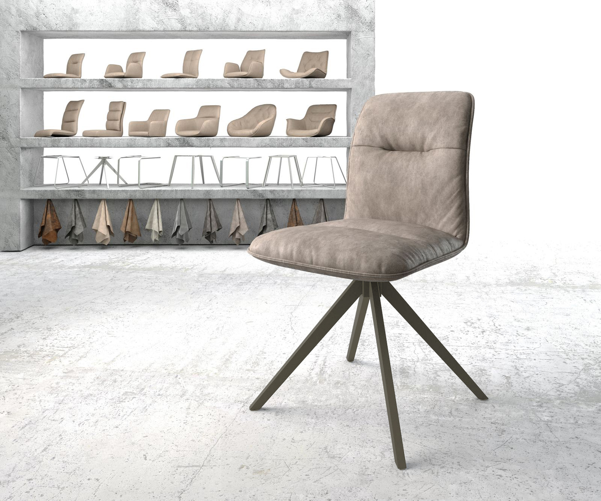 Bild 1 von Drehstuhl Vinjo-Flex Taupe Vintage Kreuzgestell breit Effektfinish Titan 360° drehbar