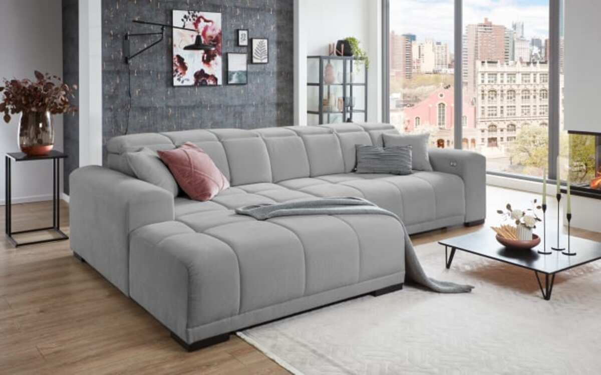 Bild 1 von Wohnlandschaft Master, grau, inkl. Sitztiefenverstellung, Ottomane links