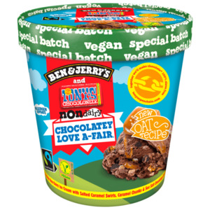 Ben & Jerry's and Tony's Chocolonely non dairy Chocolatey Love A Fair vegan 465ml