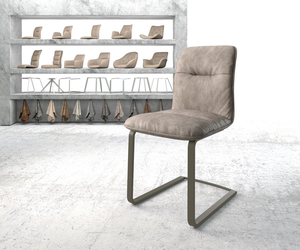 Schwingstuhl Vinjo-Flex Taupe Vintage Freischwinger flach Effektfinish Titan